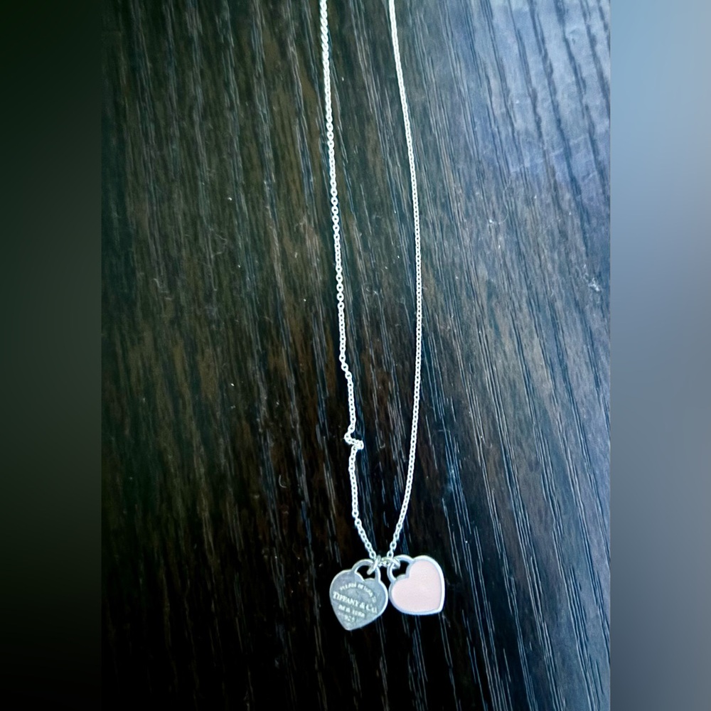 Tiffany&Co Pink Double Heart Tag Pendant